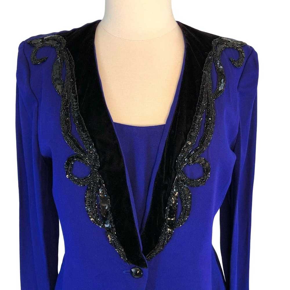 Nah Nah Evening Jacket Dress Sequin Trim Purple S… - image 4