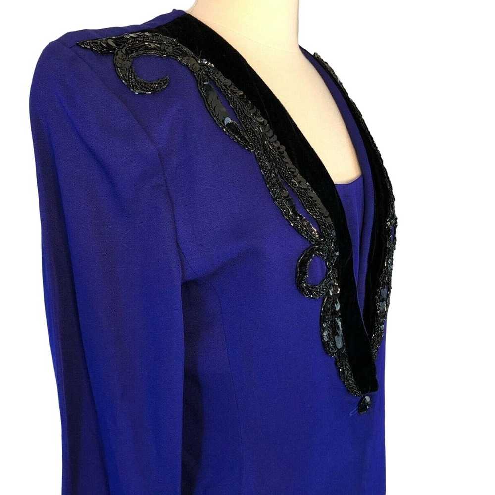 Nah Nah Evening Jacket Dress Sequin Trim Purple S… - image 6