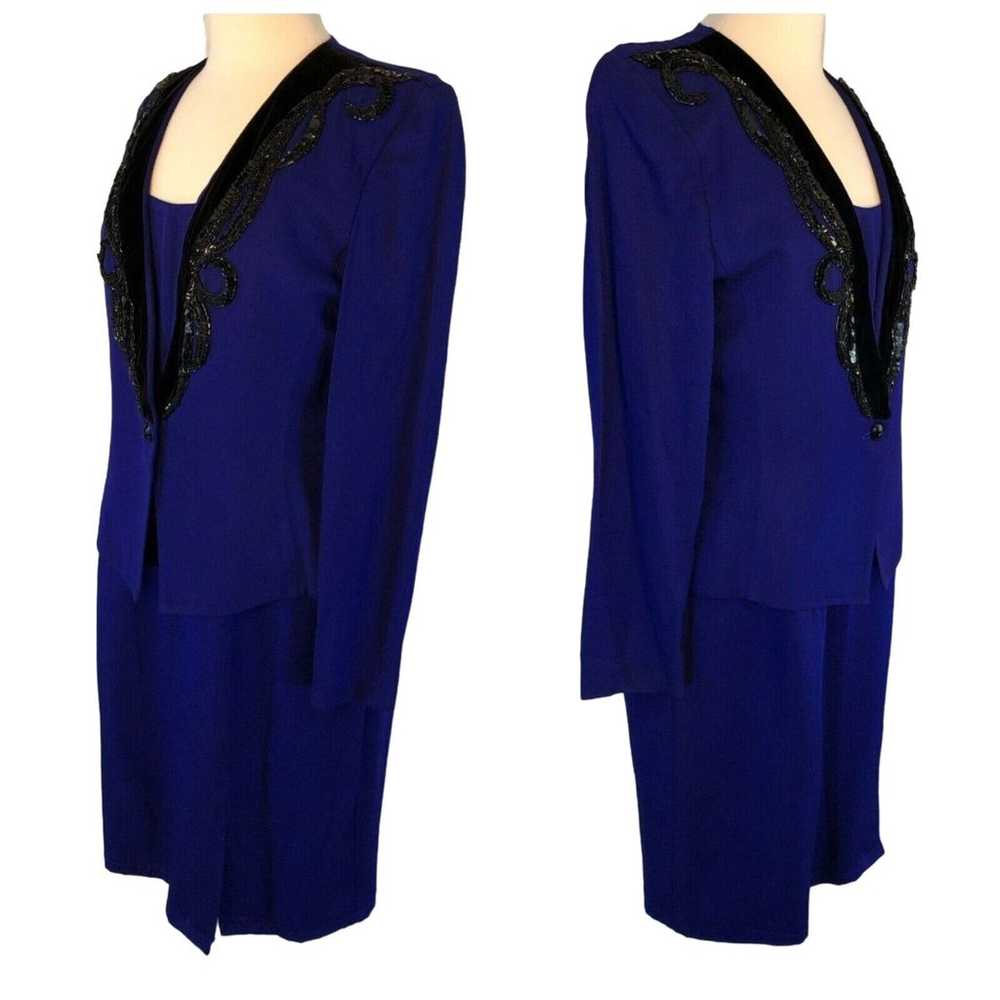 Nah Nah Evening Jacket Dress Sequin Trim Purple S… - image 7