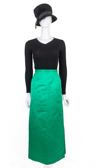 1970s Emerald Green Silk Maxi Skirt