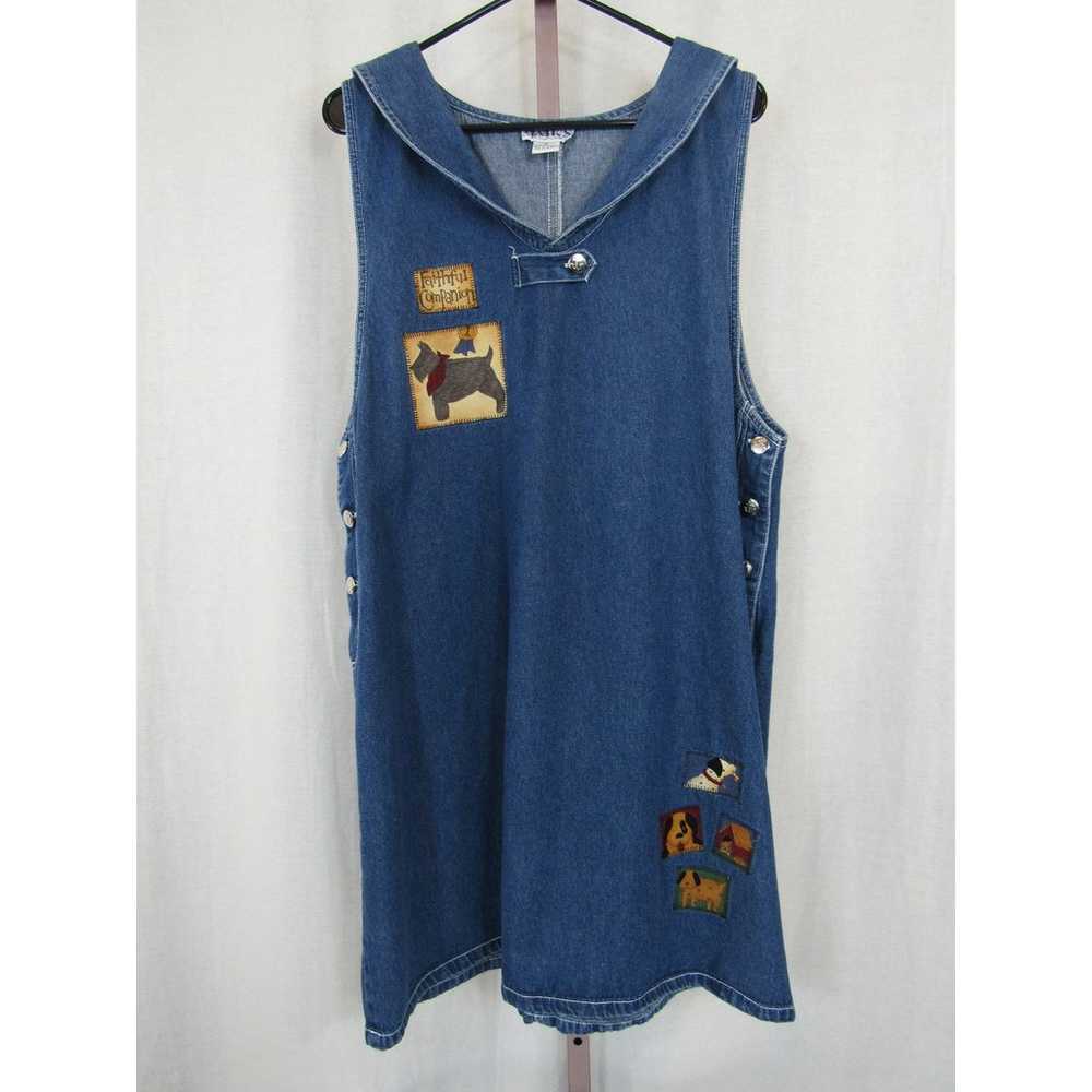 Vintage Haiks XL Denim Dress Sailor Collar Dogs N… - image 1