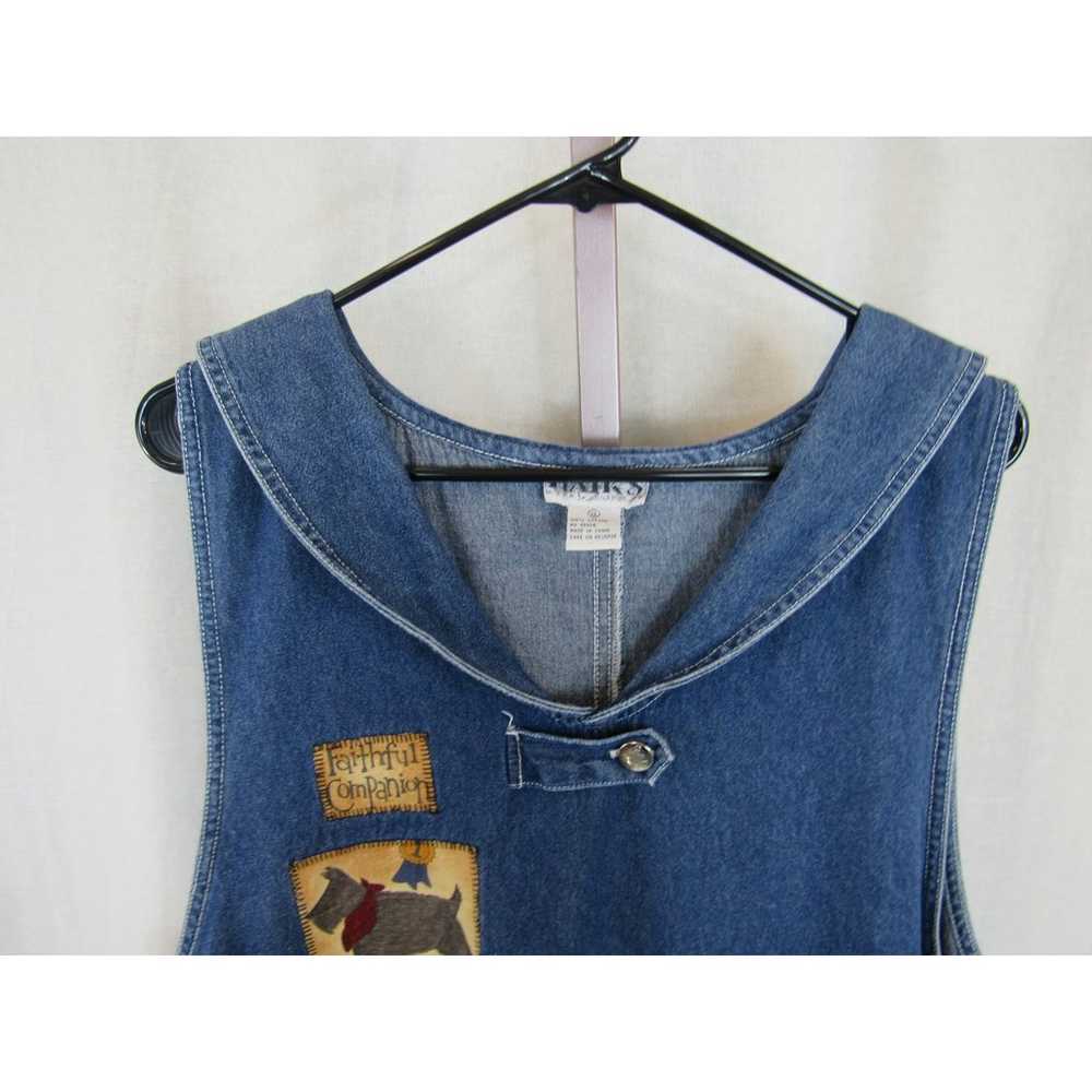 Vintage Haiks XL Denim Dress Sailor Collar Dogs N… - image 4