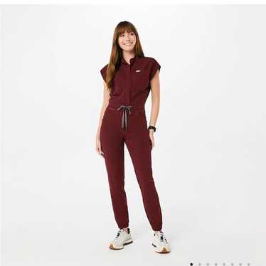 Figs Rafaela Cargo ScrubJumpsuit Burgundy XXL - image 1