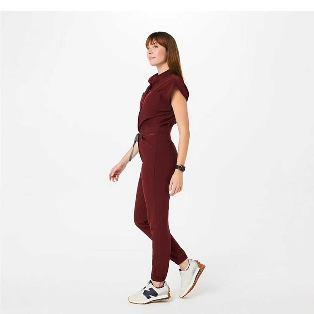 Figs Rafaela Cargo ScrubJumpsuit Burgundy XXL - image 2