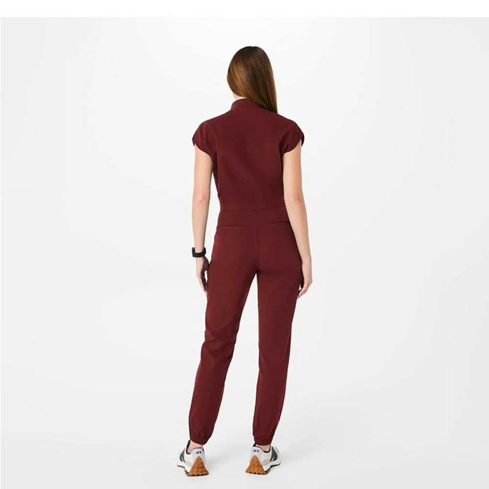 Figs Rafaela Cargo ScrubJumpsuit Burgundy XXL - image 3