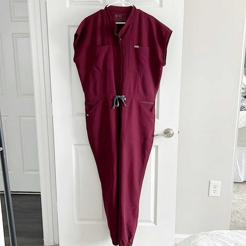 Figs Rafaela Cargo ScrubJumpsuit Burgundy XXL - image 4