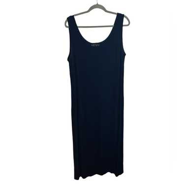 Alex Evenings Navy Blue Ribbed Maxi Dress