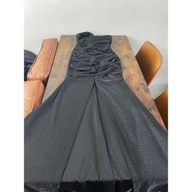 Lulus Black Glitter Ruched Strapless Maxi Dress