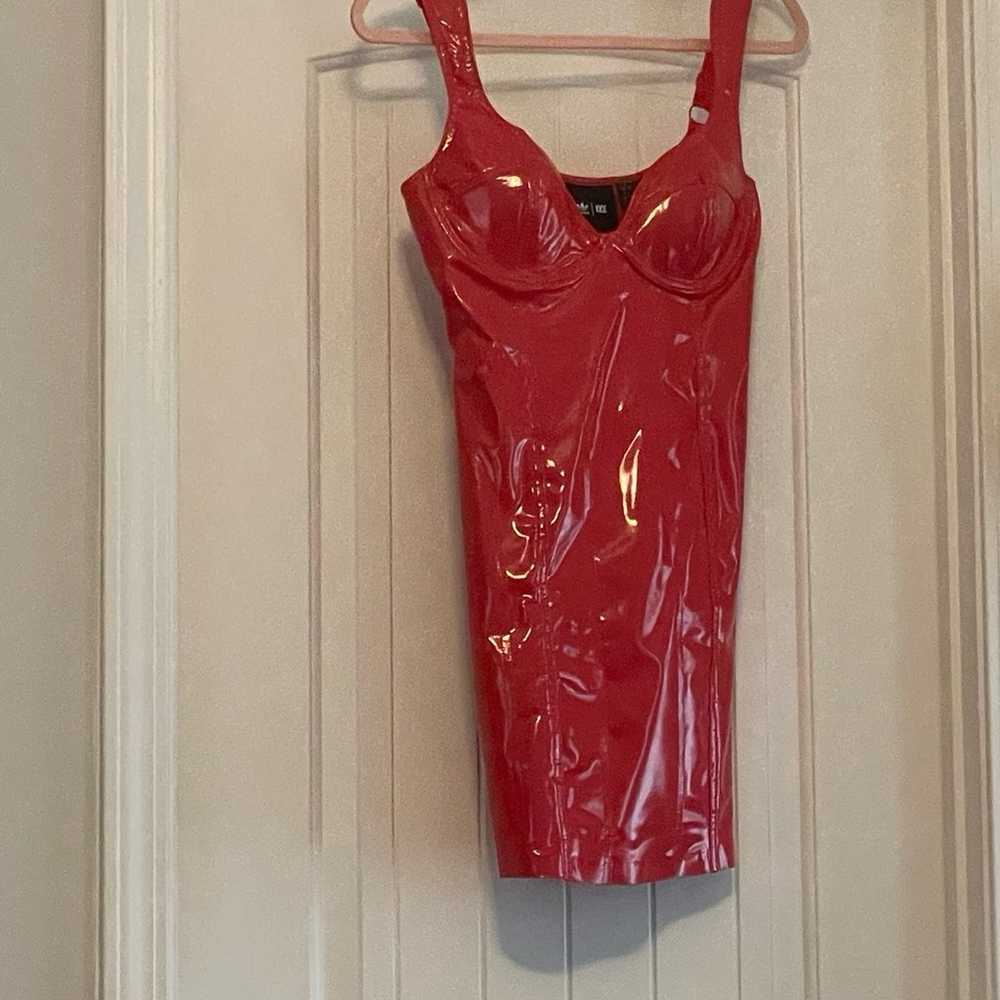 Ivy Park x Adidas Red Latex Dress Size Small - image 2