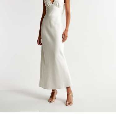 Abercrombie Plunge Cowl Back Maxi Dress White