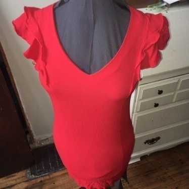 Draper James red fitted V-neck dress