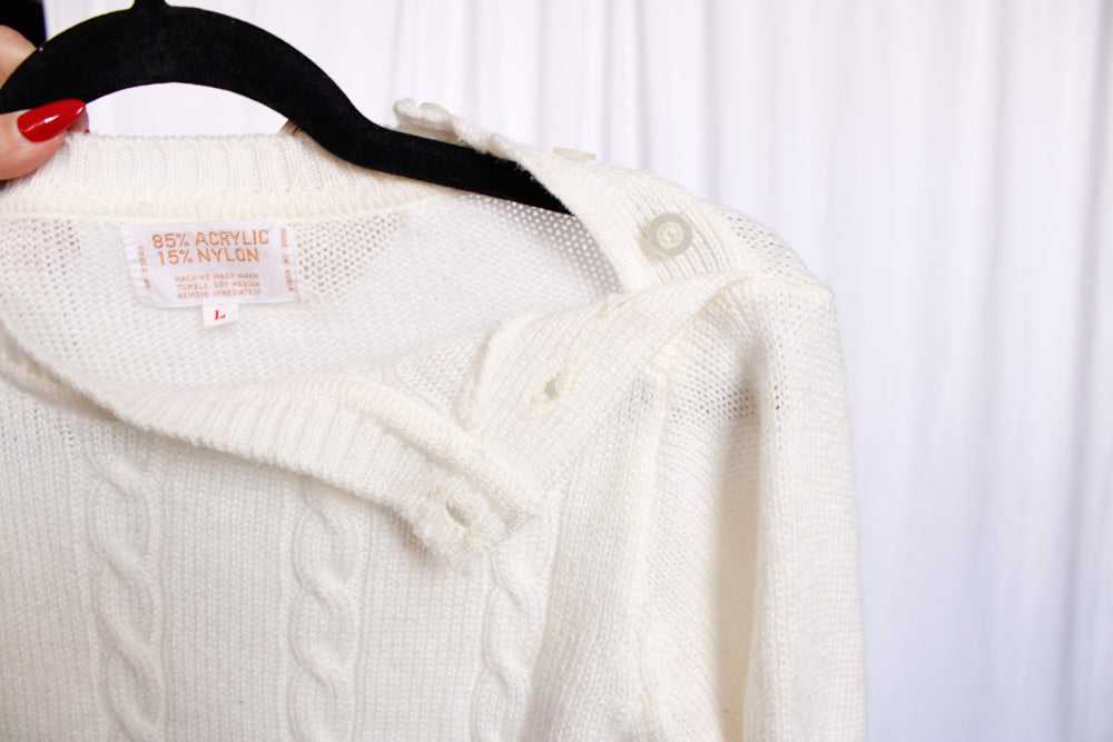 1980s Ivory Acrylic Sweater - S/M - image 11