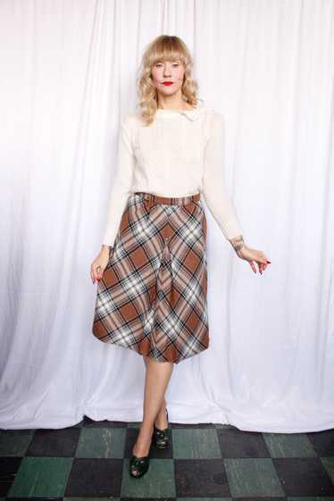 1980s Plaid Wool Skirt - S/M