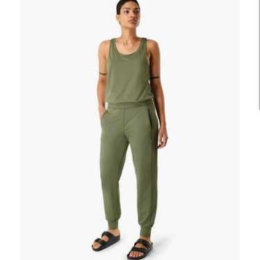 SWEATY BETTY olive green sleeveless jumpsuit