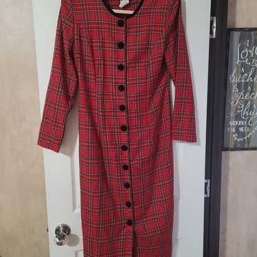 Vintage Christmas holiday plaid dress - image 1