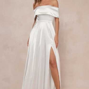 Lulu’s Greatest Hits White Satin Off-the-Shoulder 