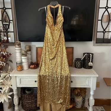 Gold sequin prom dress