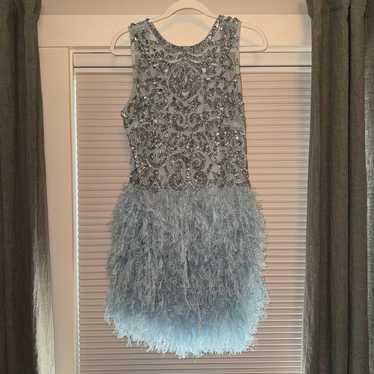 ASOS edition blue sequin faux feather dress - image 1