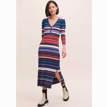 Anthropologie Maeve Lindsey Rib Knit Stripe Maxi D