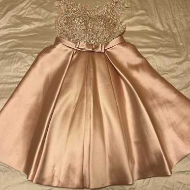 Pink Satin Lace Party Dress - image 1