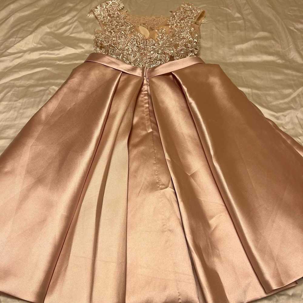 Pink Satin Lace Party Dress - image 7