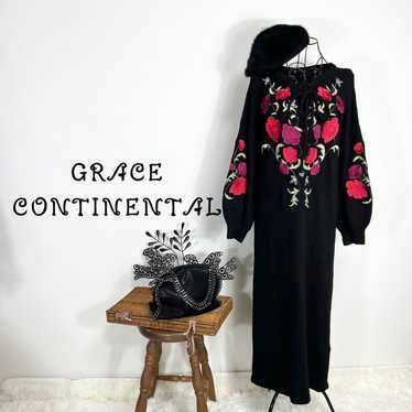 Grace Continental Floral Embroidered Knit Dress An