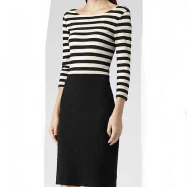 REISS black and cream stripe 3/4 sleeve knee lengt