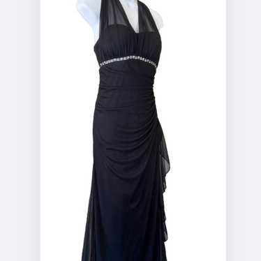 Cache Formal Gown Black Halter Dress Sz 12 Sheer … - image 1