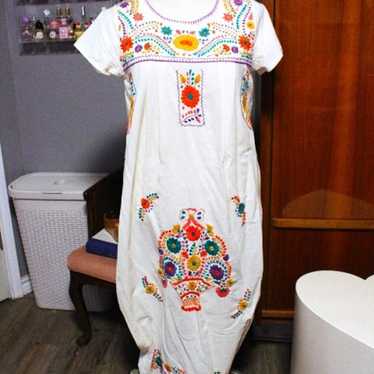 Traditional Mexican Huipil Dress - Large