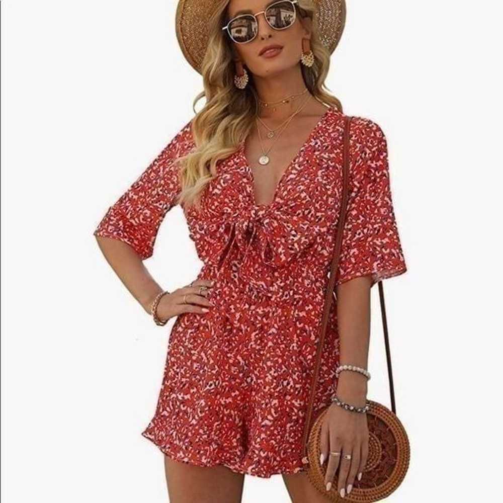 NEW Tie Front Floral Romper - image 1