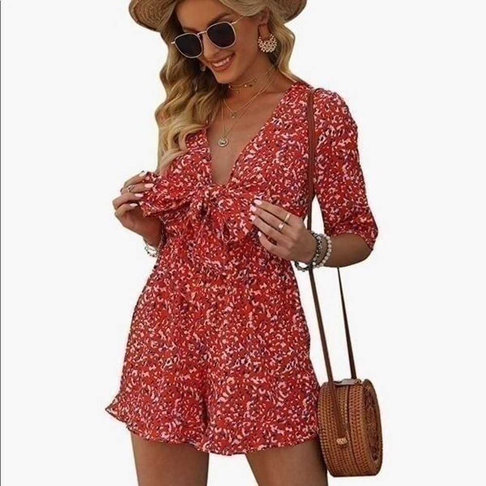 NEW Tie Front Floral Romper - image 2