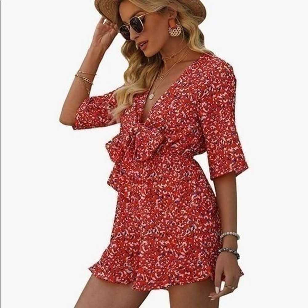 NEW Tie Front Floral Romper - image 3