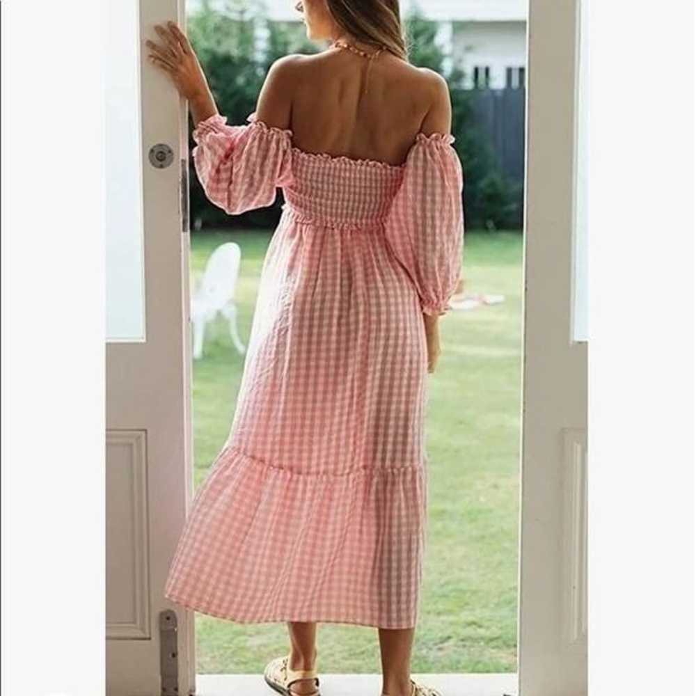 NEW Strapless Of The Shoulder Gingham Dress - image 2