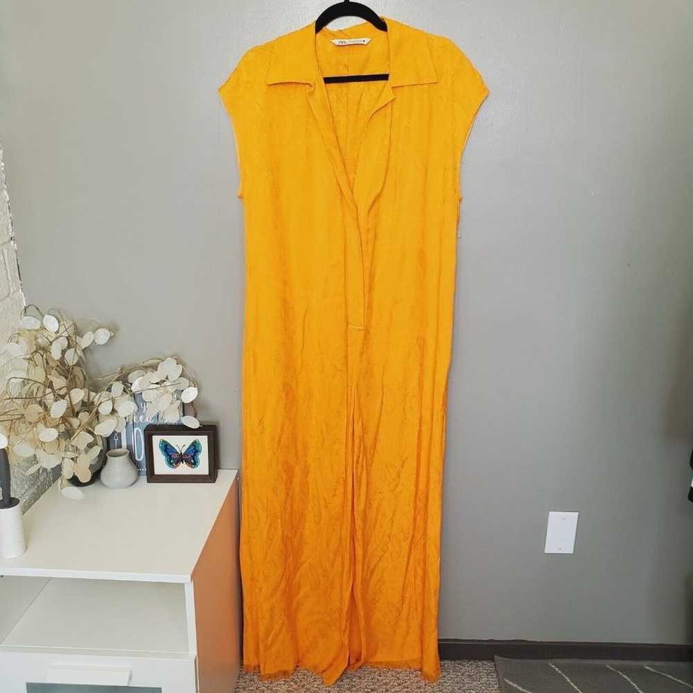 Zara Jumpsuit Womens Size Large Orange Yellow Jac… - image 2