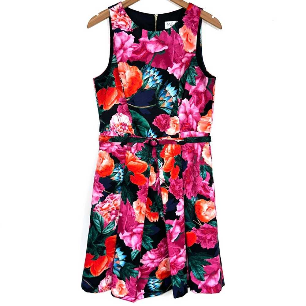 Eliza J Floral Belted Sleeveless Fit & Flare Plea… - image 1