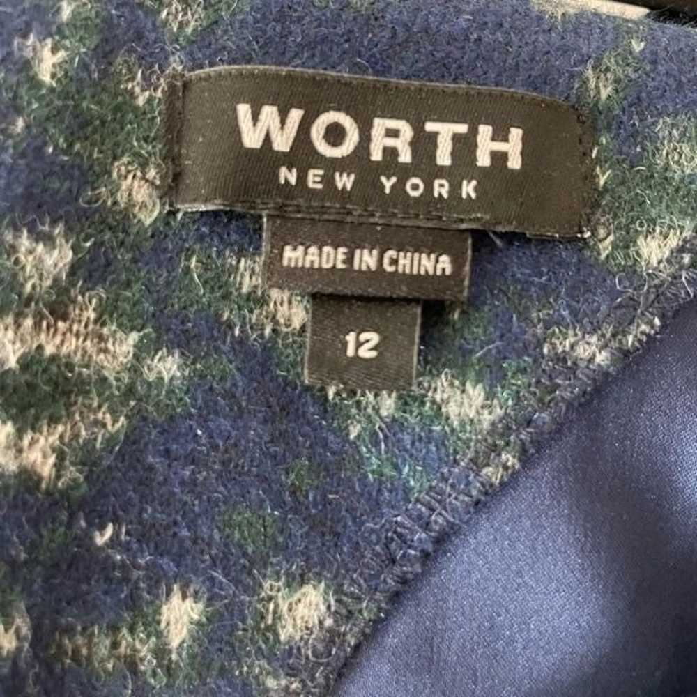 Worth New York Blue Wool Shift Dress Size 12 - image 7