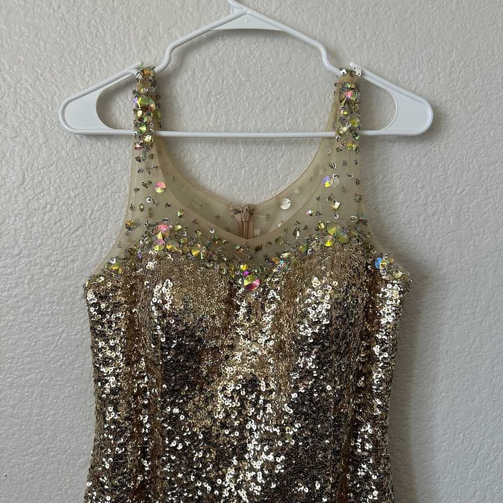 Gold Sequin Formal Gown Juliet Dress Size XL Retr… - image 3