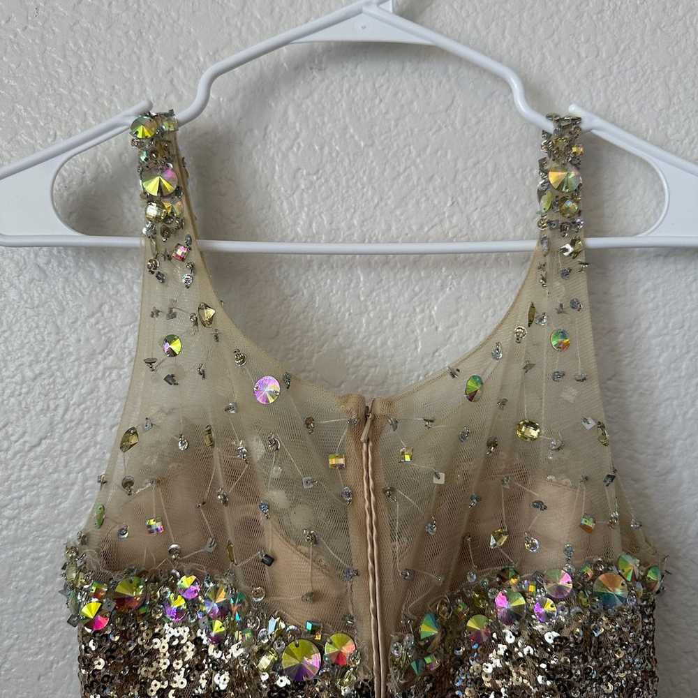 Gold Sequin Formal Gown Juliet Dress Size XL Retr… - image 6