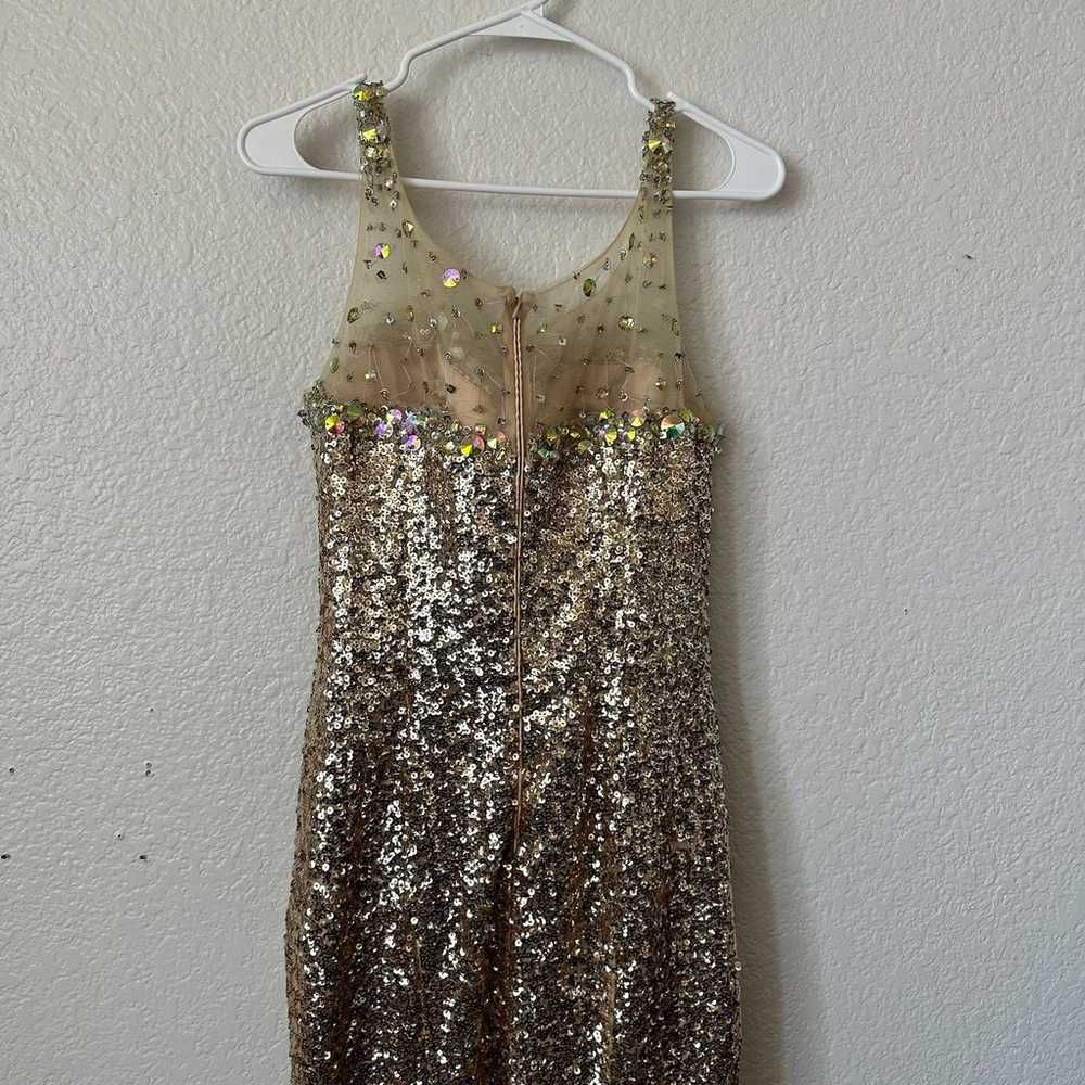 Gold Sequin Formal Gown Juliet Dress Size XL Retr… - image 7