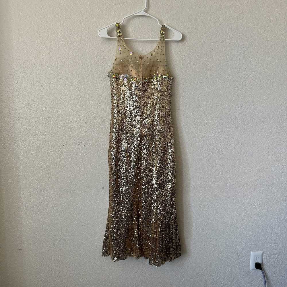 Gold Sequin Formal Gown Juliet Dress Size XL Retr… - image 8