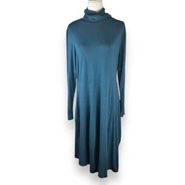 Peruvian Connection Teal Dress XL Lagenlook Demure