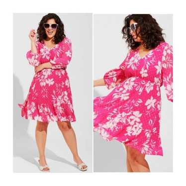 TORRID HOT PINK FLORAL DRESS 2X