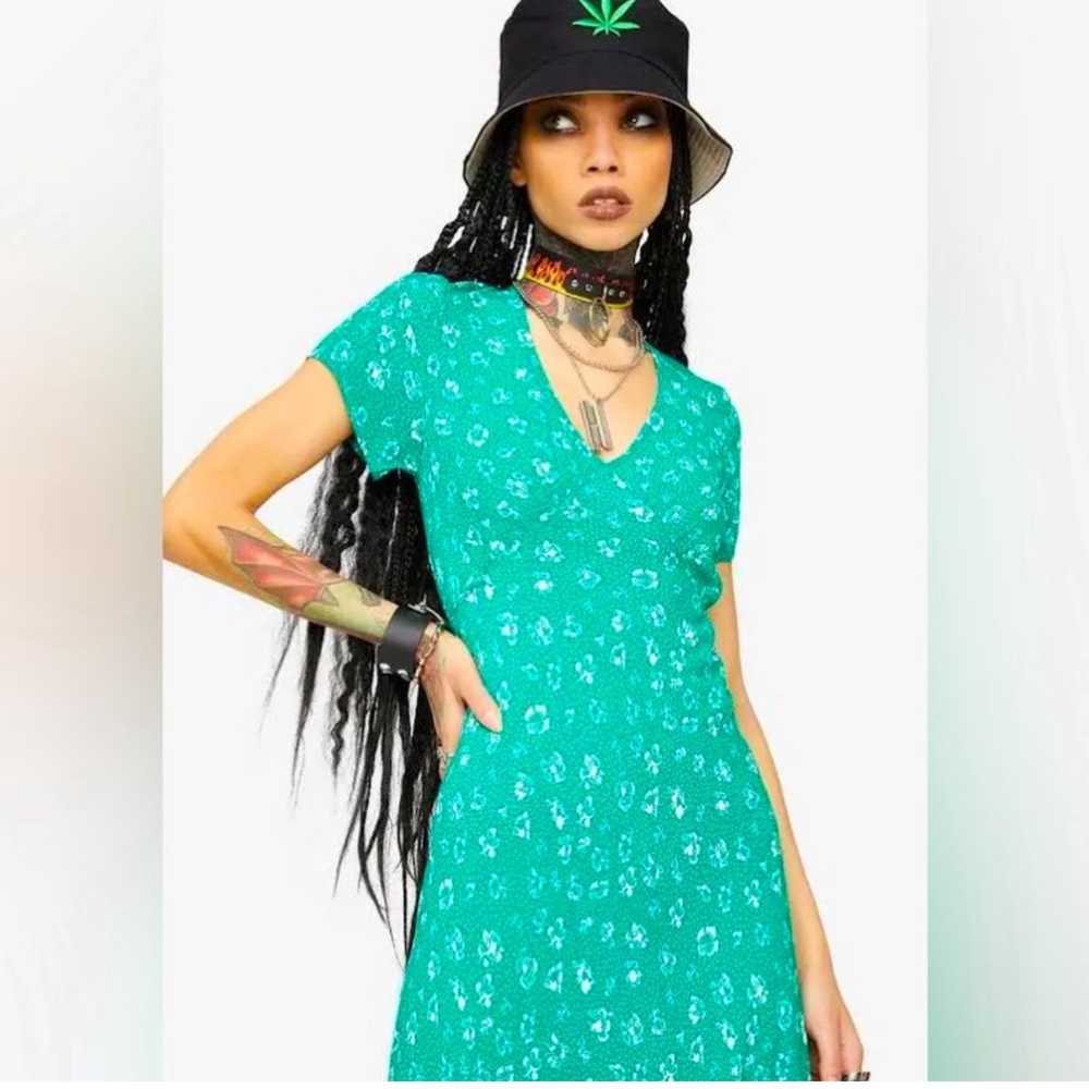 Obey bohemian, Emerald Jade Midi Floral Dress - image 2