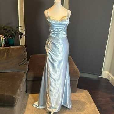 Women’s Light Blue FullLength Prom Party Dress Cr… - image 1