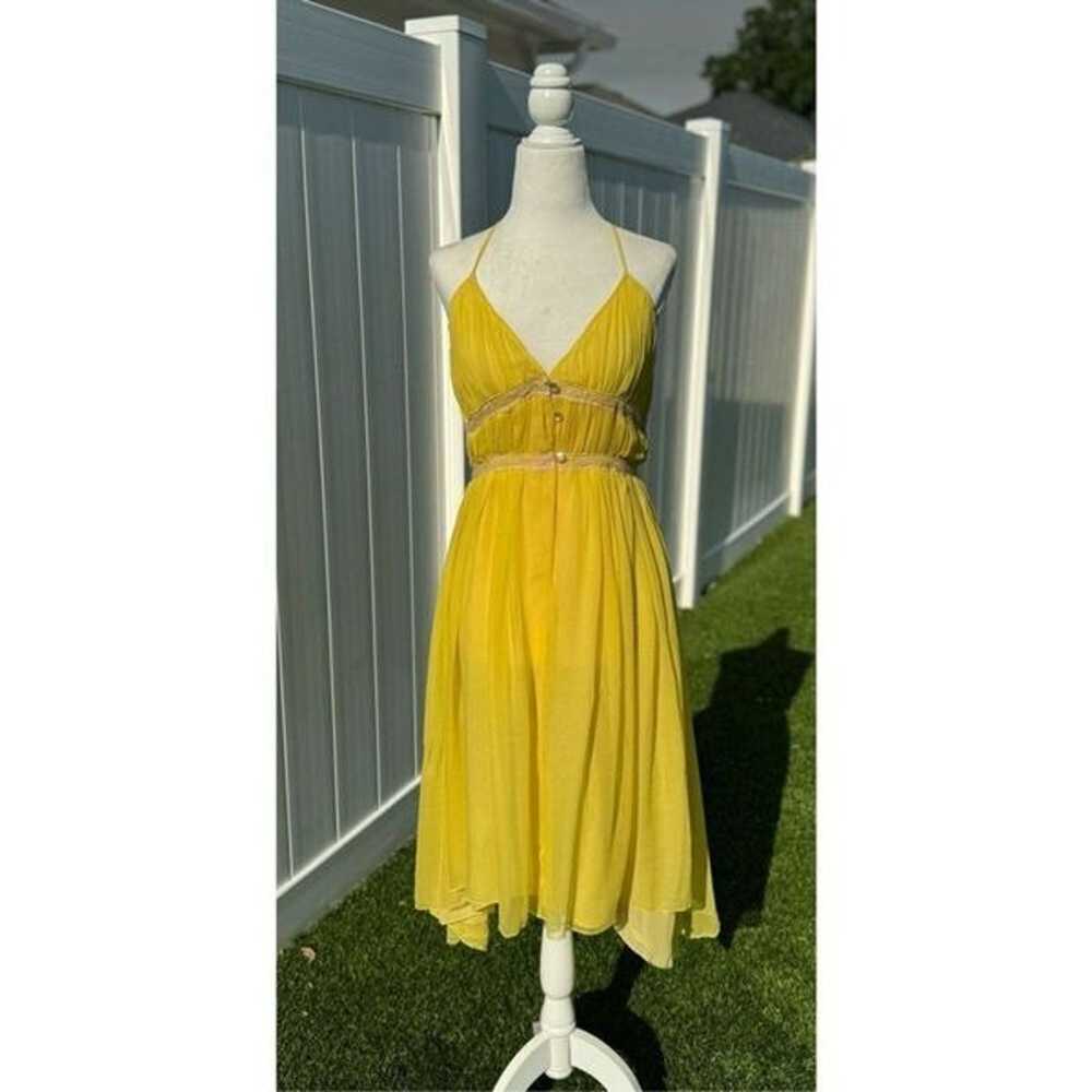 Vintage Silk chiffon midi dress halter style To t… - image 1