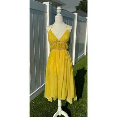 Vintage Silk chiffon midi dress halter style To t… - image 1