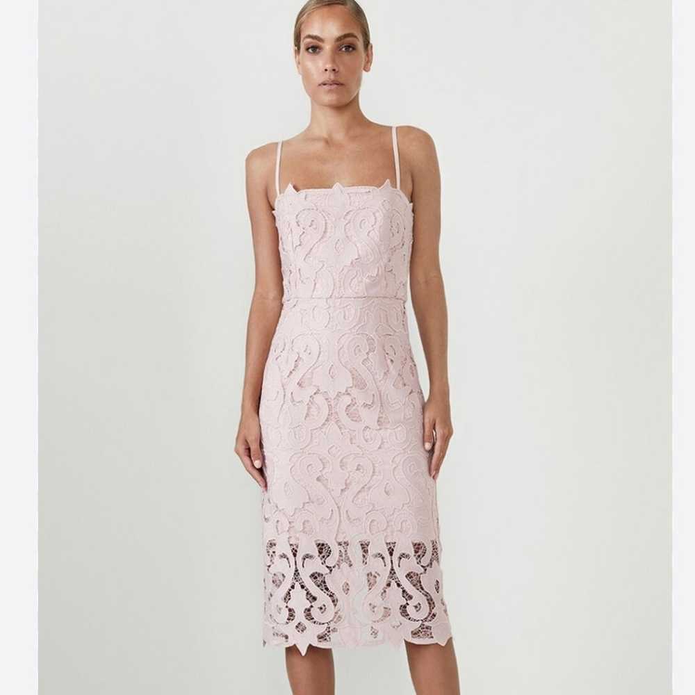 Bardot Lina Pink Rose Floral Lace Sheath Dress - image 1