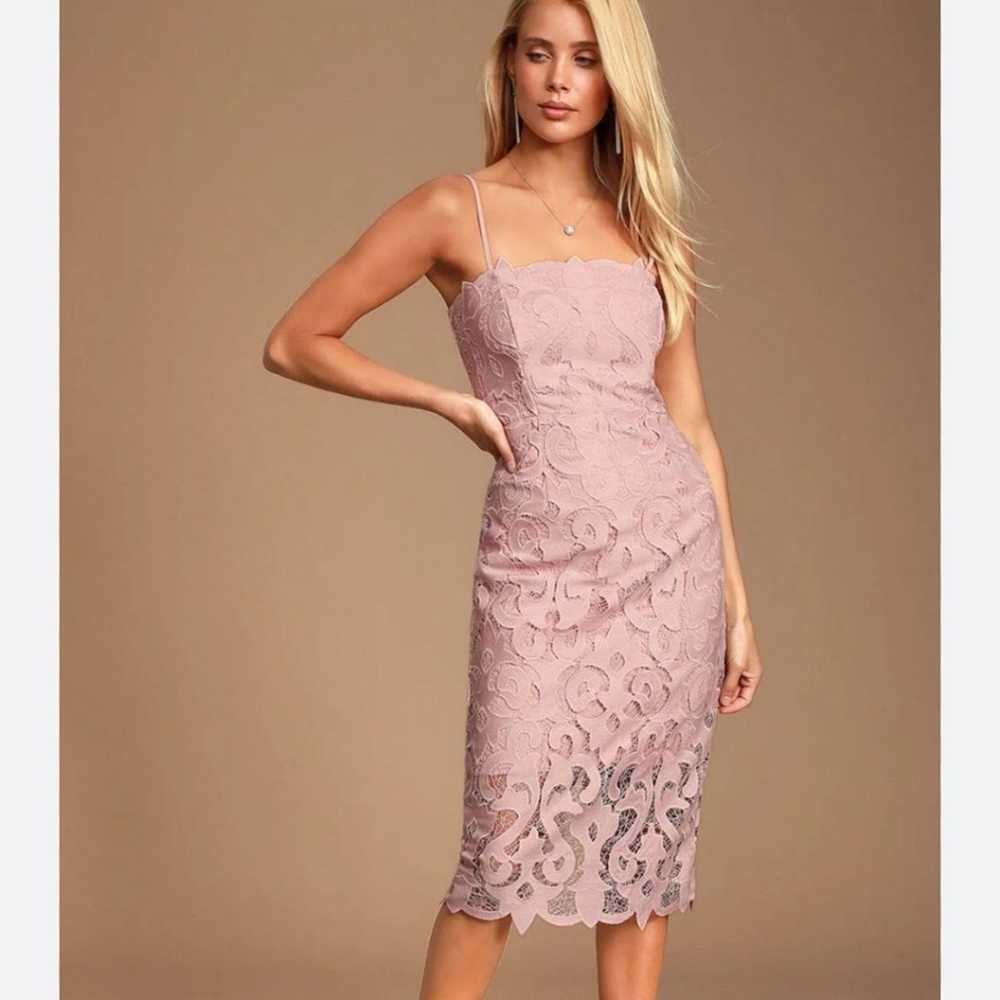 Bardot Lina Pink Rose Floral Lace Sheath Dress - image 4