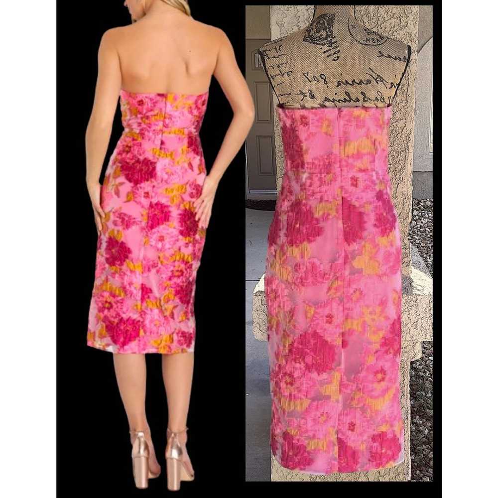 LuLus Pink Floral Creased Jacquard Strapless Bust… - image 6