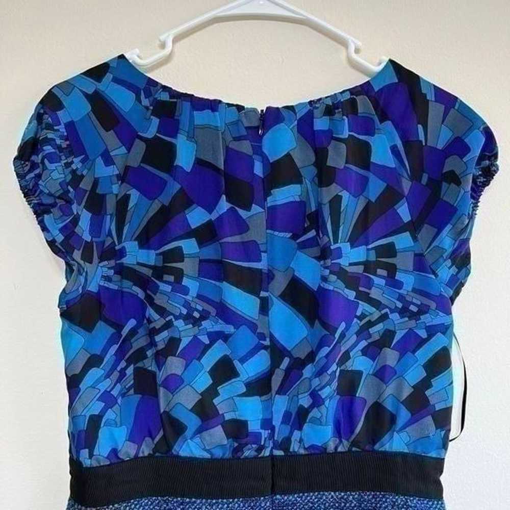 Trina Turk Blue Purple Geometric Tweed Dress Silk… - image 6